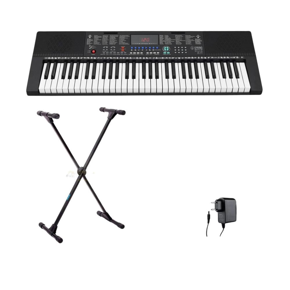 Kit Teclado Arranjador Spring Tc161 61 Teclas + Suporte