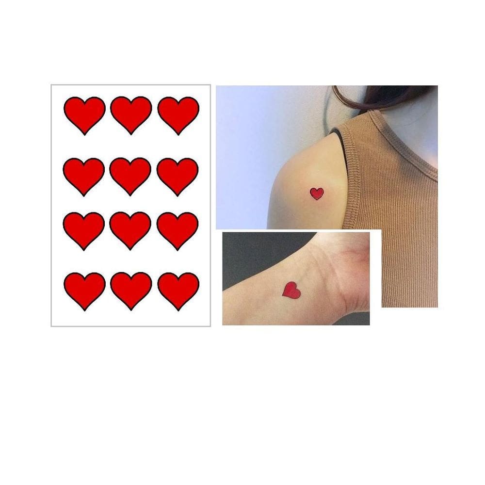 Tatuagem Temporária Cartela Coração Vermelho 9X6Cm