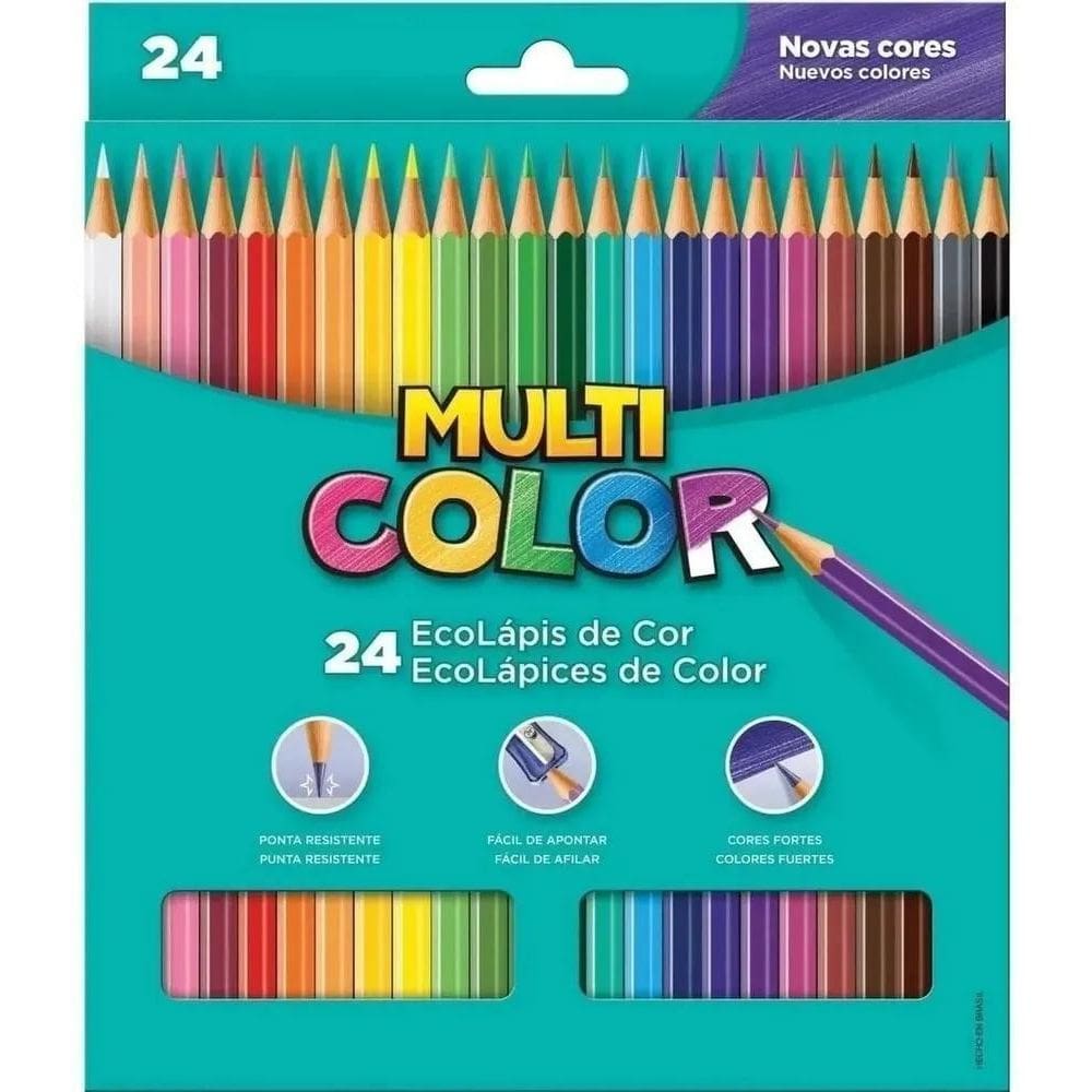2X Lápis De Cor 24 Cores Pintar E Desenhar Ecoláp