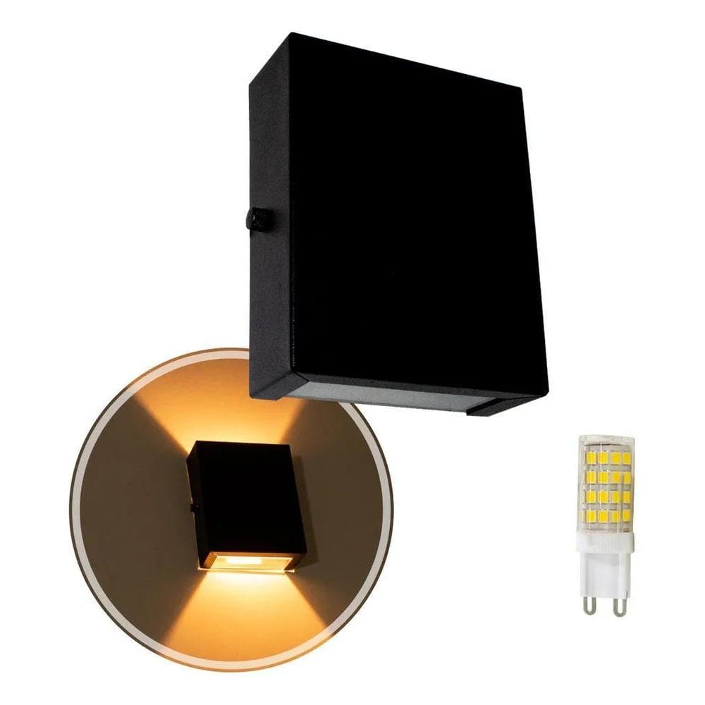 2X Arandela Slim 2 Focos Parede + Led G9 5W St1597 Estrutura