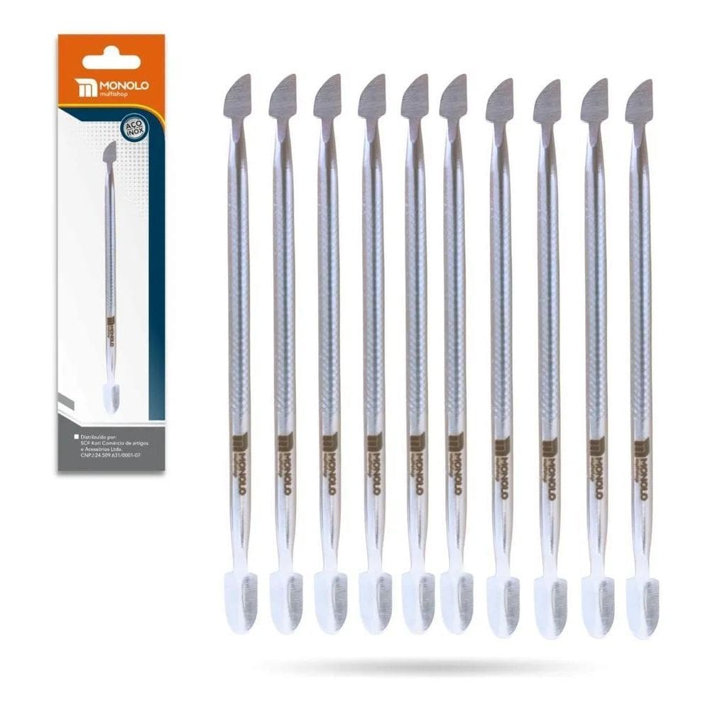 Kit 10 Espátula Cutícula Manicure Raspador Aço Inox Premium
