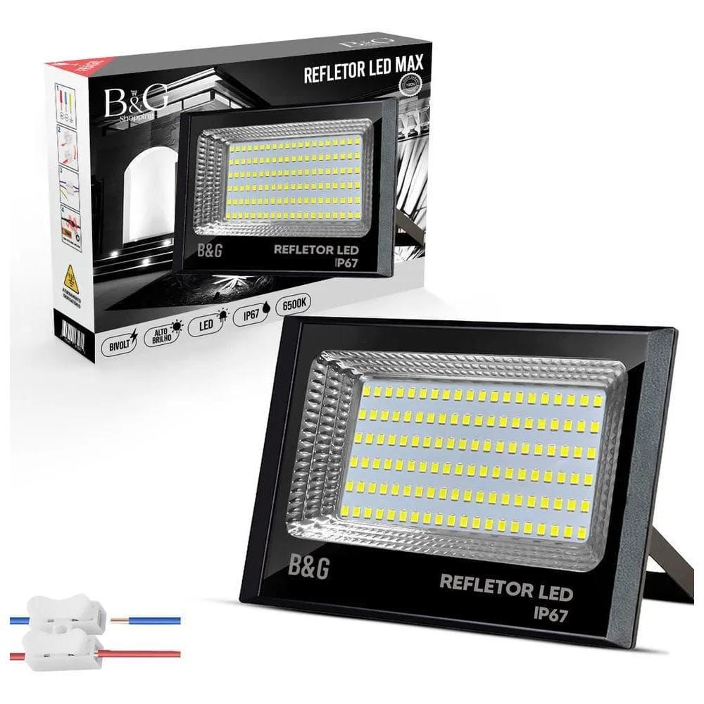 2X Refletor Led B&G Shopping 200W Holofote Cor Da Carcaça Pr
