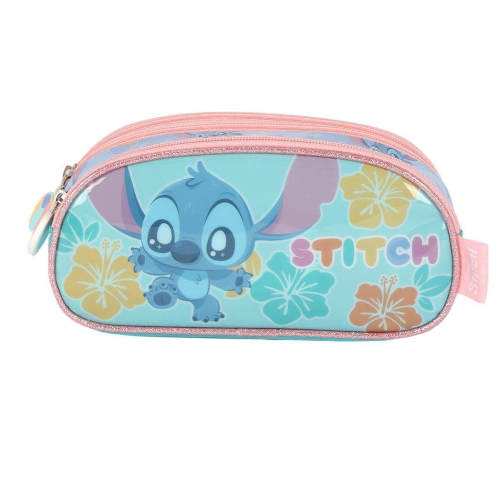 Estojo Triplo Stitch Disney Escolar Meninas Kids Turquesa