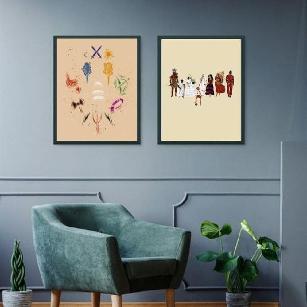 Kit 2 Quadros Orixás Umbanda E Candomblé 33X24Cm - Com Vidro
