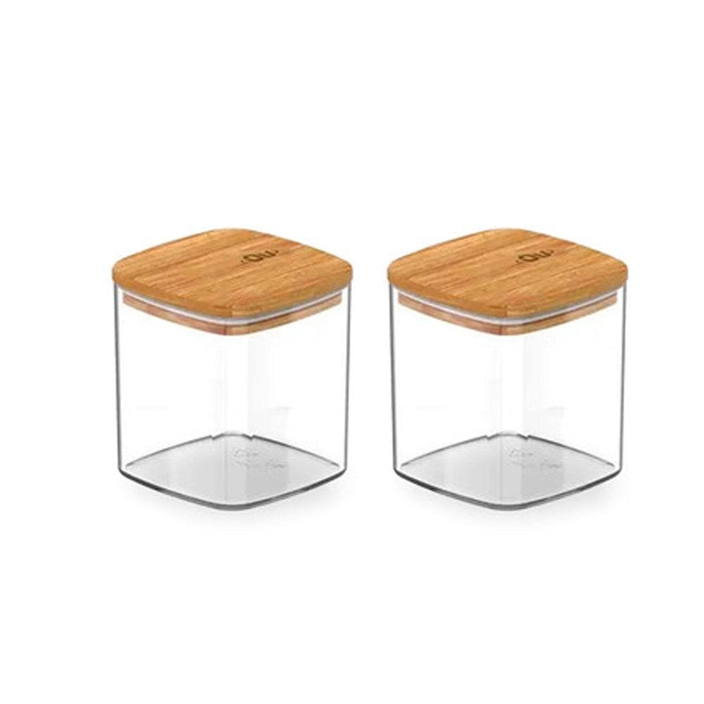 Kit 2 Pote Hermético Tampa De Bambu Natural 150Ml