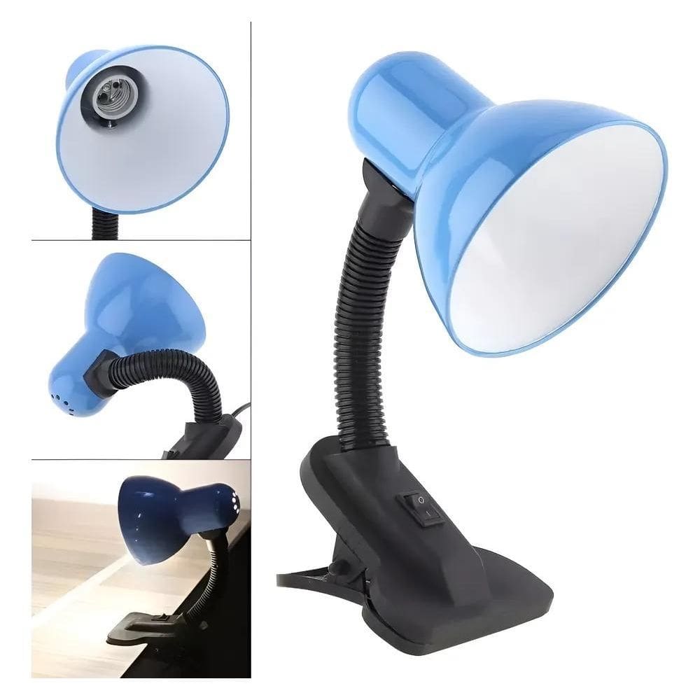 2X Abajur Mesa Garra Pregador Grampo Estante Bancada Luz Cor