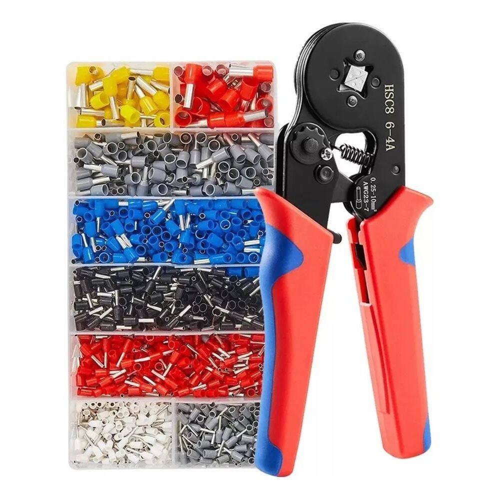 2X Kit Alicate Prensa Tubular Terminal Ilhós 0,25Mm Até 10M