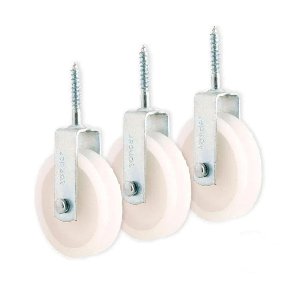Kit 3 Un Roldana Branca Plástica Com Parafuso 6Cm