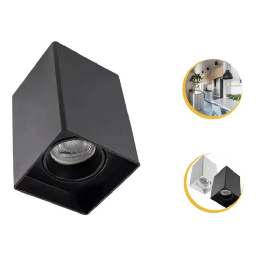 2X Spot De Sobrepor Quadrat Com Lâmpada Led Mr16 Quente Ofer