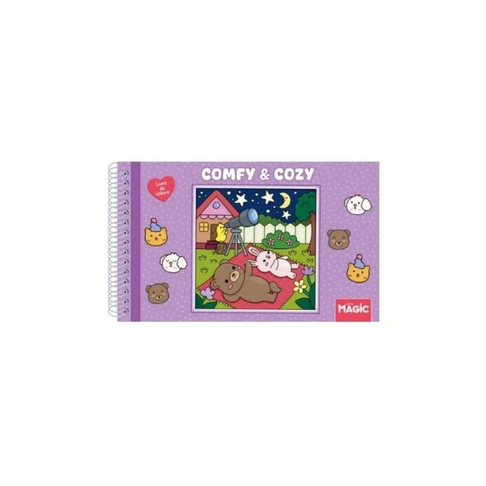 Livro Colorir Capa Dura Espiral Urso Comfy E Cozy 48 Desenho