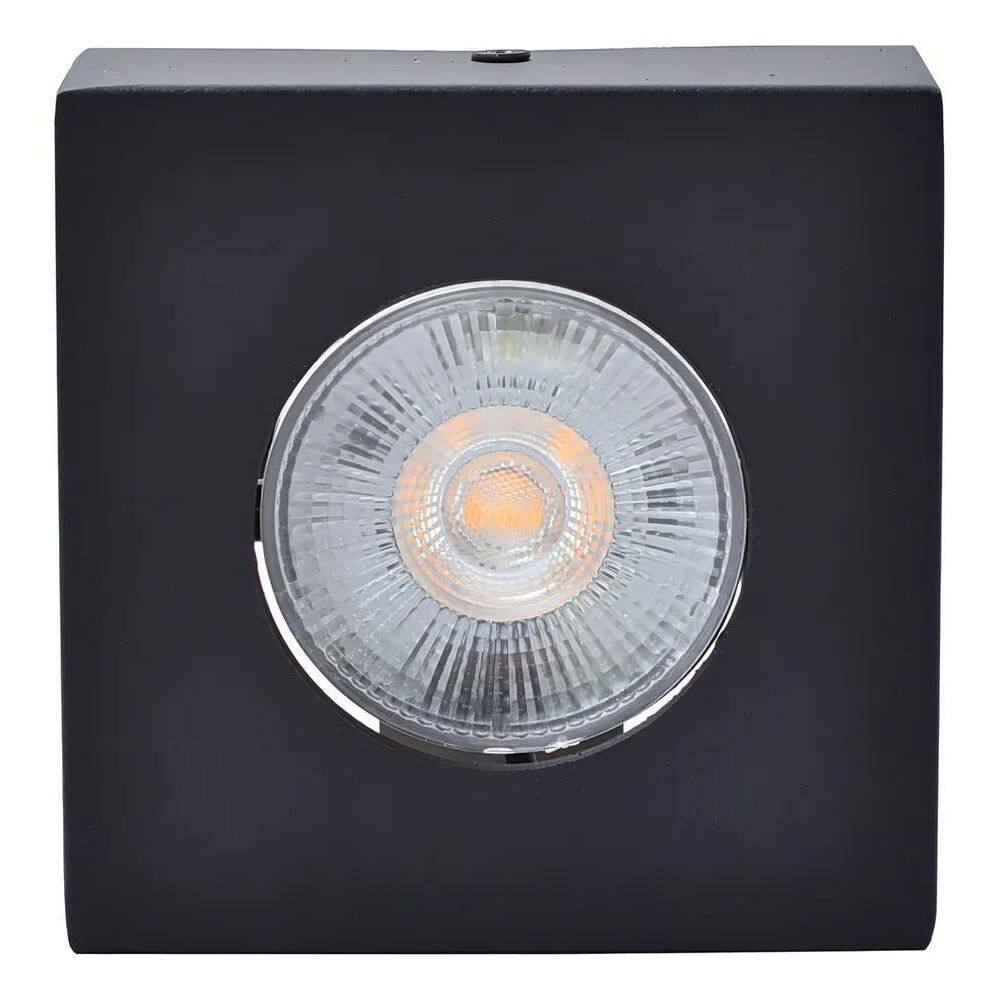 2X Mini Spot Plafon Sobrepor Quadrado 5W Preto 3000K