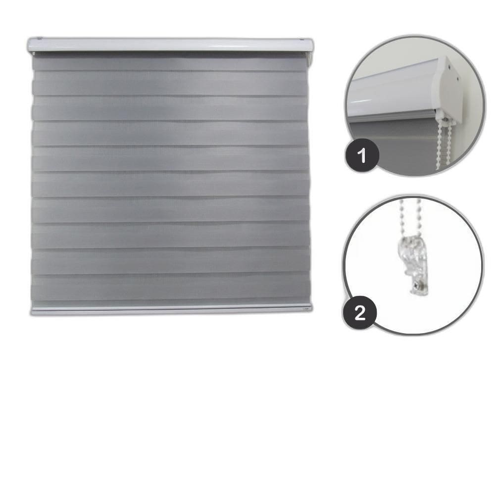 Persiana Rolo Double Vision Zebra 140Larg X 160Alt Cinza