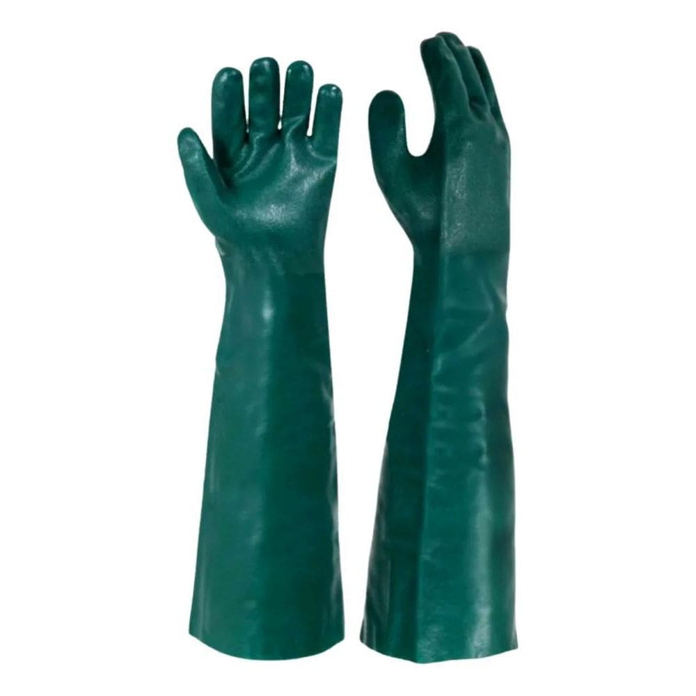 2X Luva Pvc Forrada Palma Áspera Cano Longo 70Cm Alta Qualid