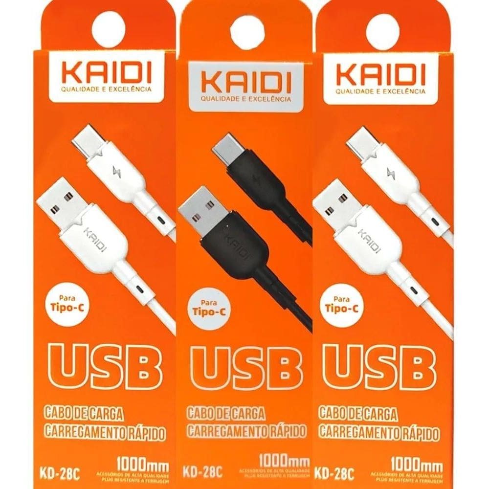 2X Kit 10 Cabos Usb Carregador Tipo C Rápido Kaidi