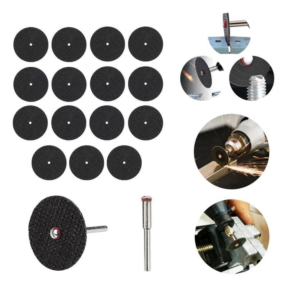 2X Kit 15 Discos De Corte Metais Leves Micro Retifica + Hast