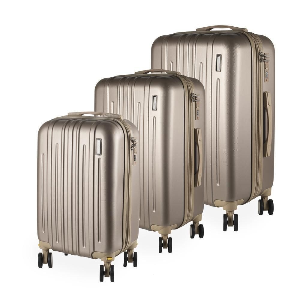 Conjunto 3 Malas 32Kg + 23Kg +10Kg Expansível Dourada Lisboa