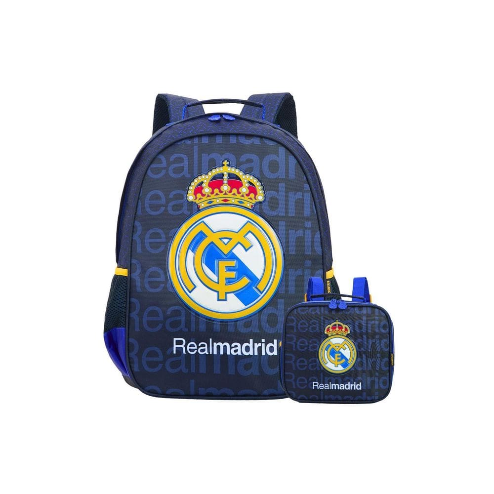 Kit Escolar Mochila De Costas+Lancheira Real Madrid Oficial