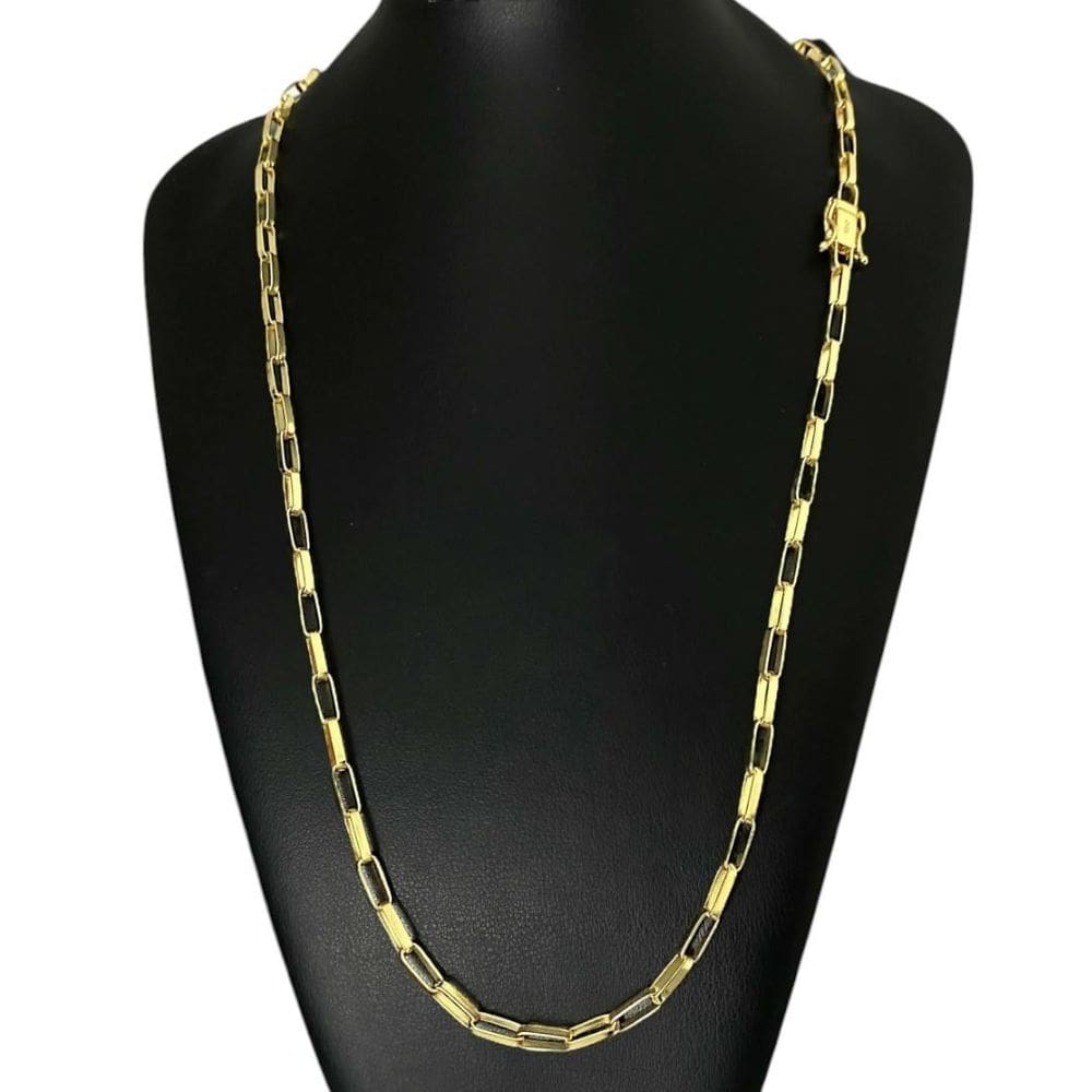 Cordão Tijolinho Alongado 5Mm - Banhado A Ouro 18K