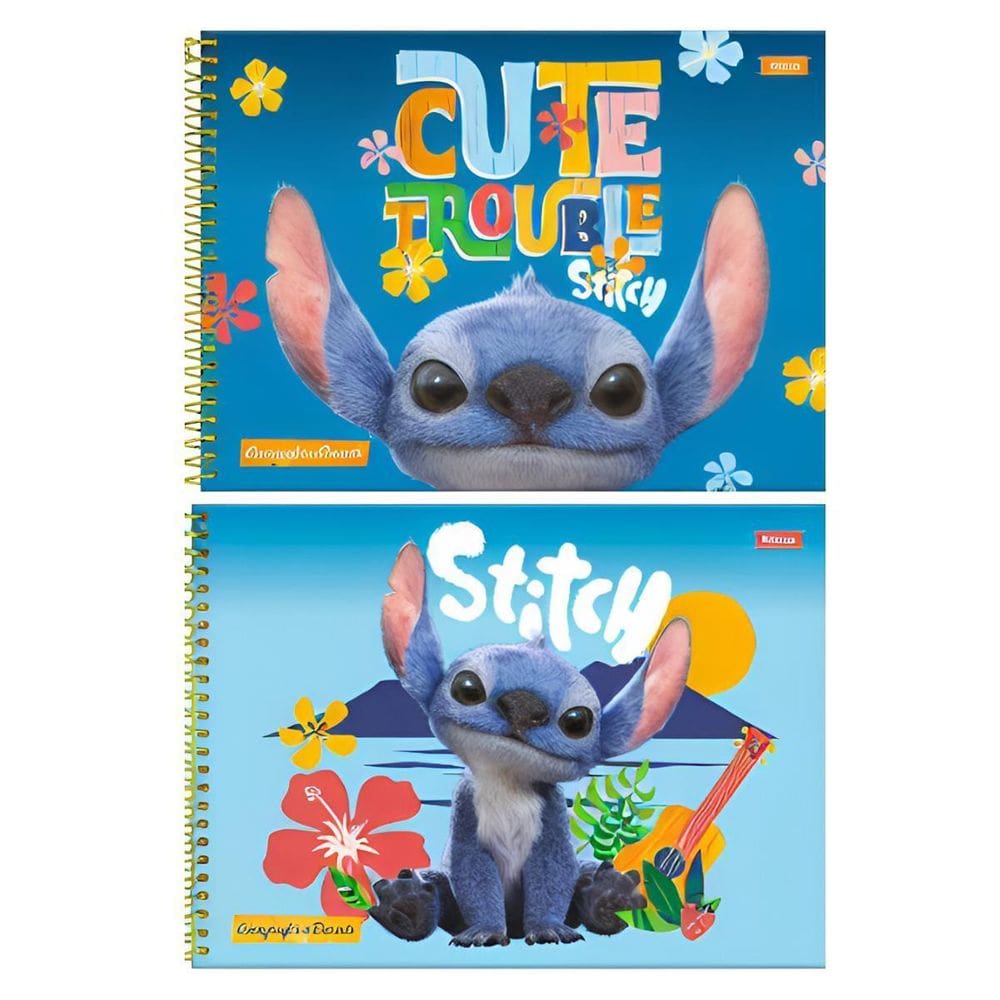 Caderno Cartográfico 80F Stitch Movie Foroni Capa Dura