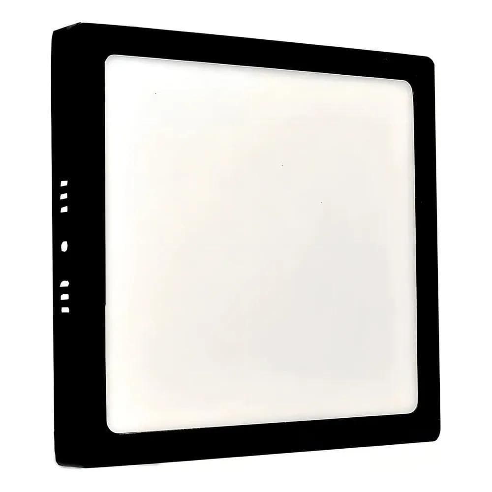 2X Plafon Led Sobrepor Quadrado 24W Borda Preta - Cor Branco