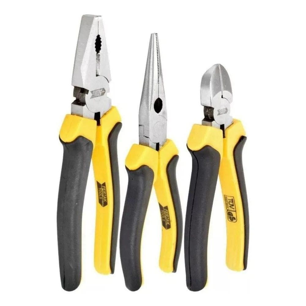 Kit Jogo 3 Alicates Utilidades Universal Corte Bico