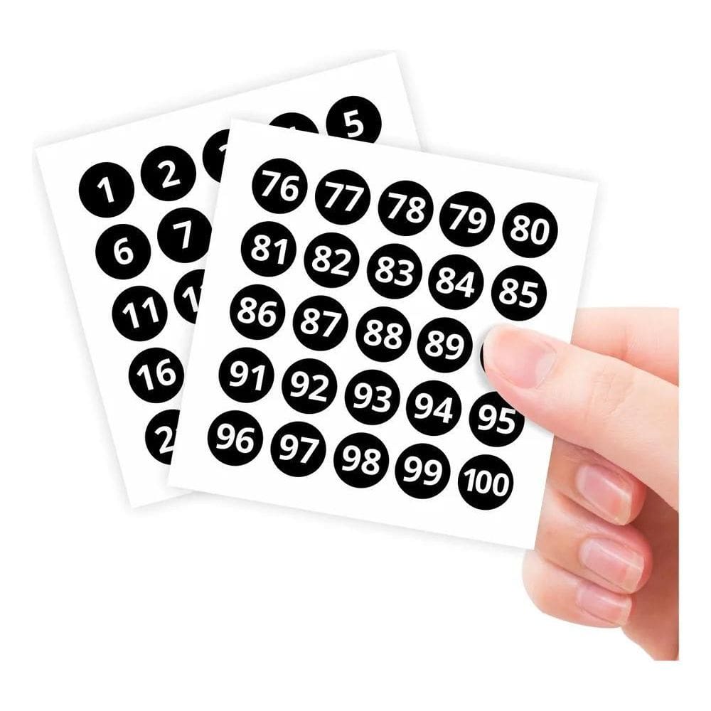Adesivos Numerado 1 A 100 Preto Redondo Com 1Cm Controle