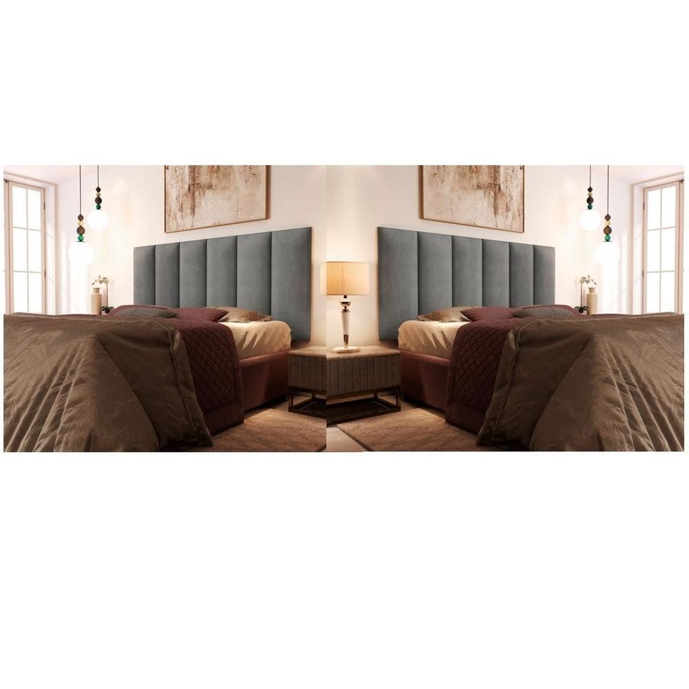 Kit 2 Paineis Cama Box Fantasy 1,60 Tecido Suede Cor Cinza