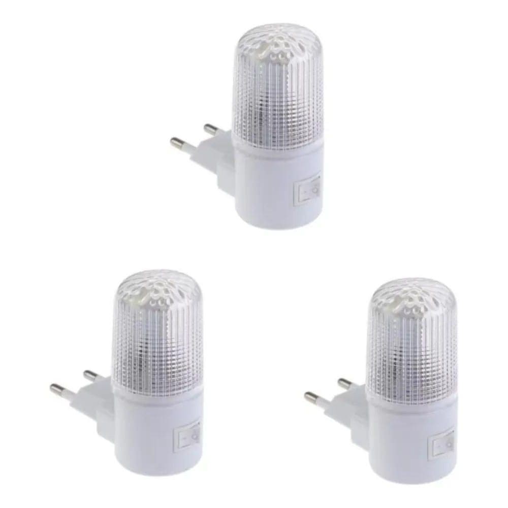 2X Kit 3/ Mini Luminária De Tomada Luz Noturna Led Bivolt Co