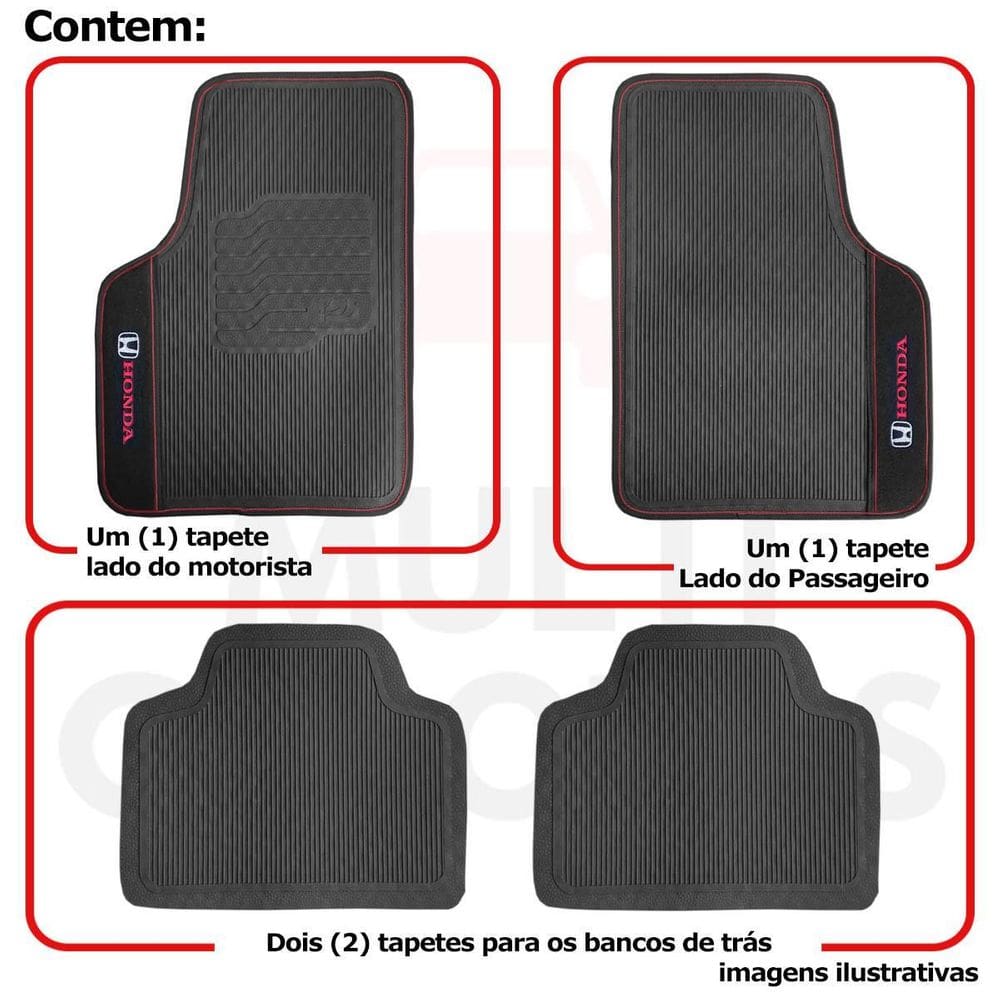 Tapete Borracha Honda City Crv Fit Hr-V Wr-V Bordado