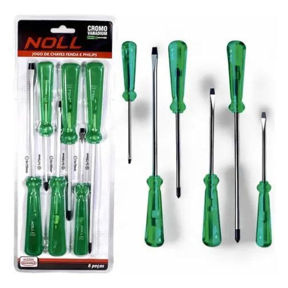 6 Chave Fenda Philips 1/4X6 3/16X3 Media Grande Pequena Noll