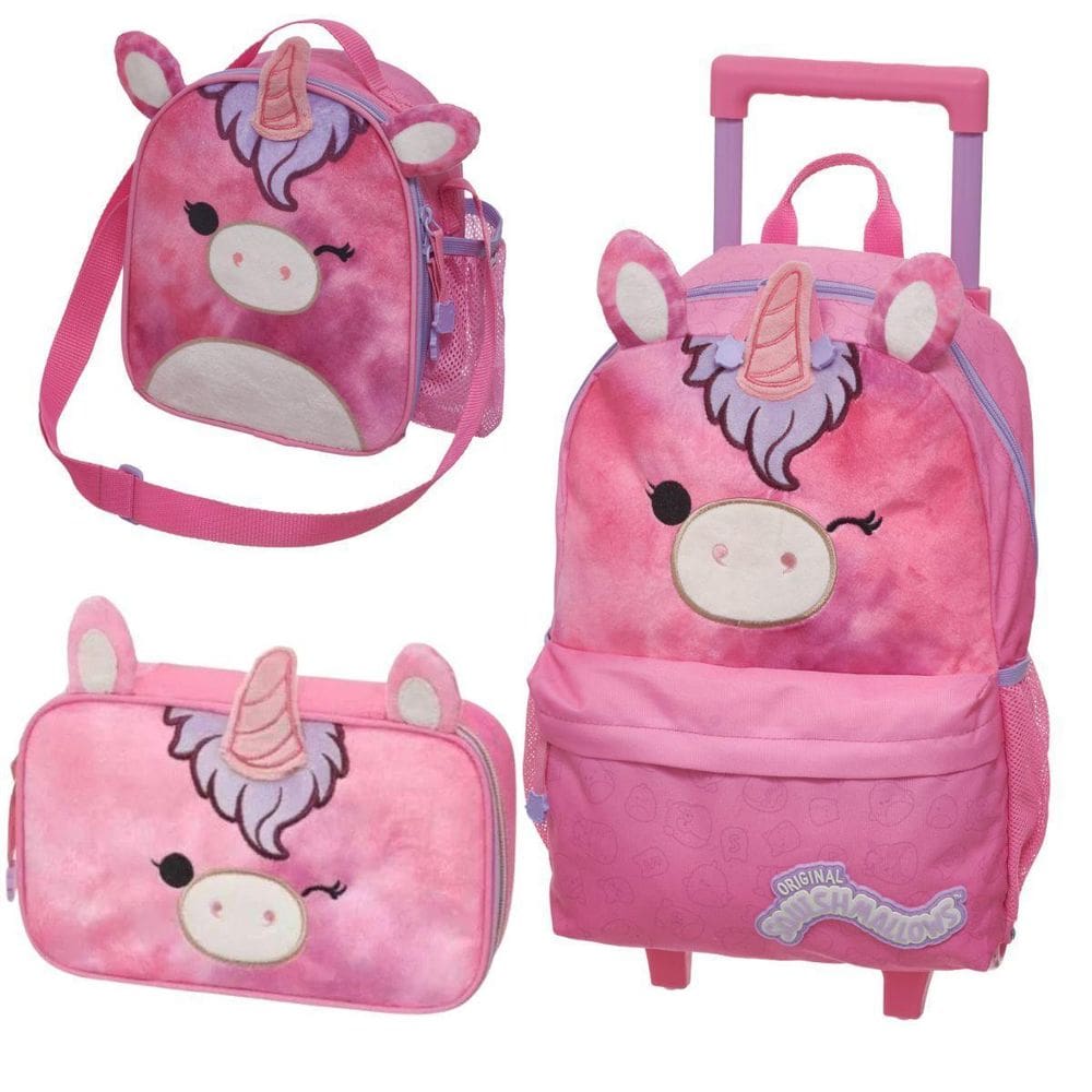 Kit Mochila Squishmallows Lola Lancheira Estojo Unicórnio