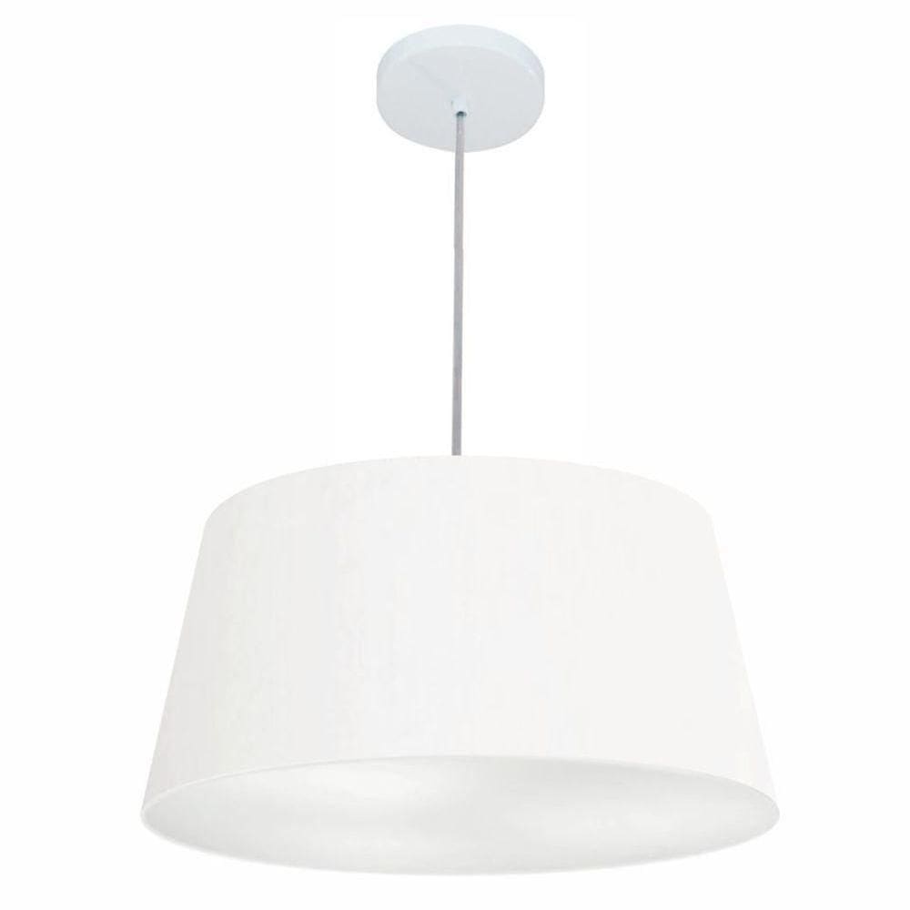 Lustre Pendente Cone Vivare Md-4050 Cúpula Em Tecido 21/50x40cm - Bivolt Branco 127/220v