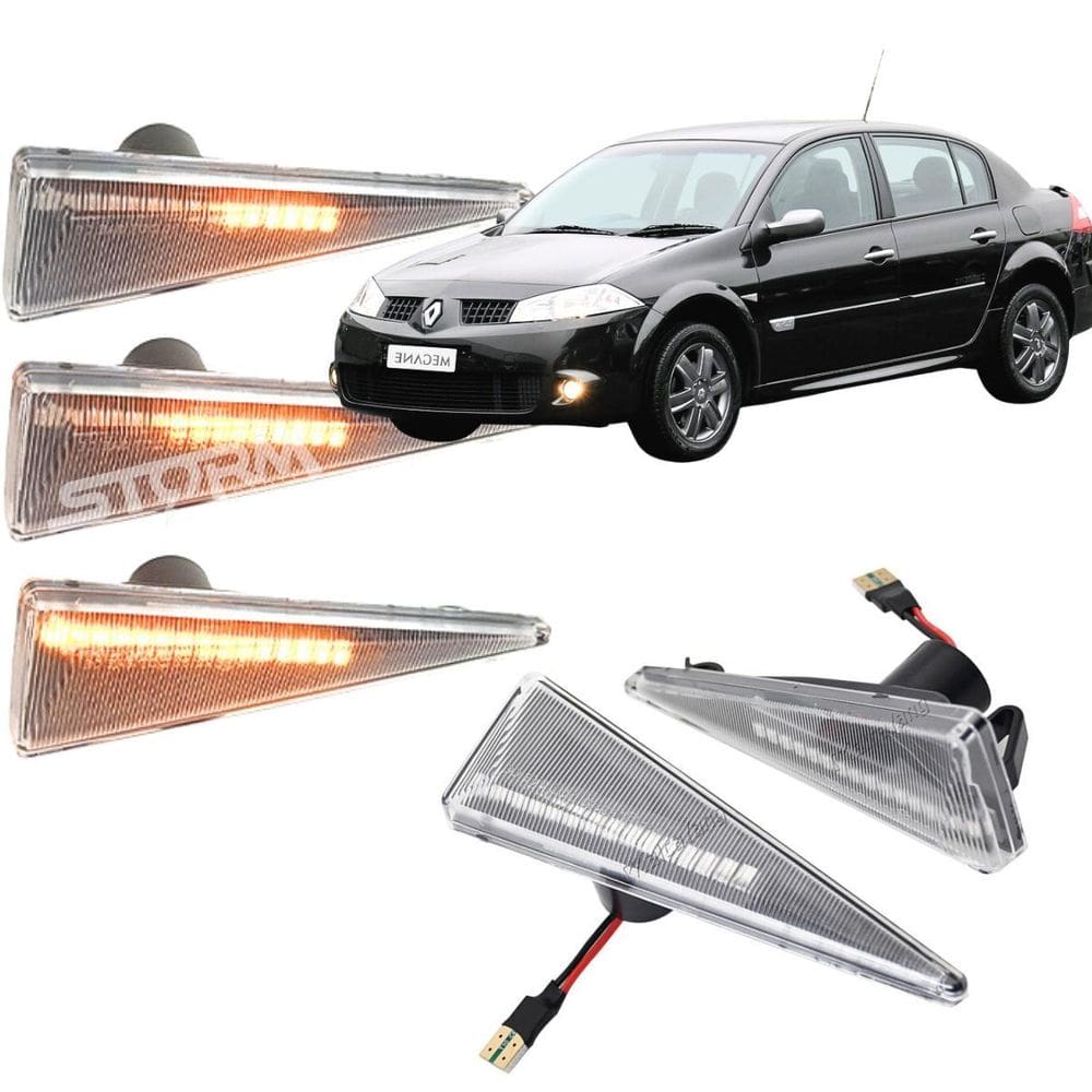 Pisca Seta Sequencial Renault Megane Sedan - Transparente