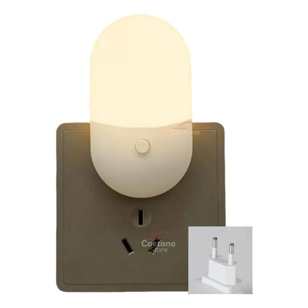 2X Abajur Luminária Com Led De Tomada Com Botão 8,8X5Cm