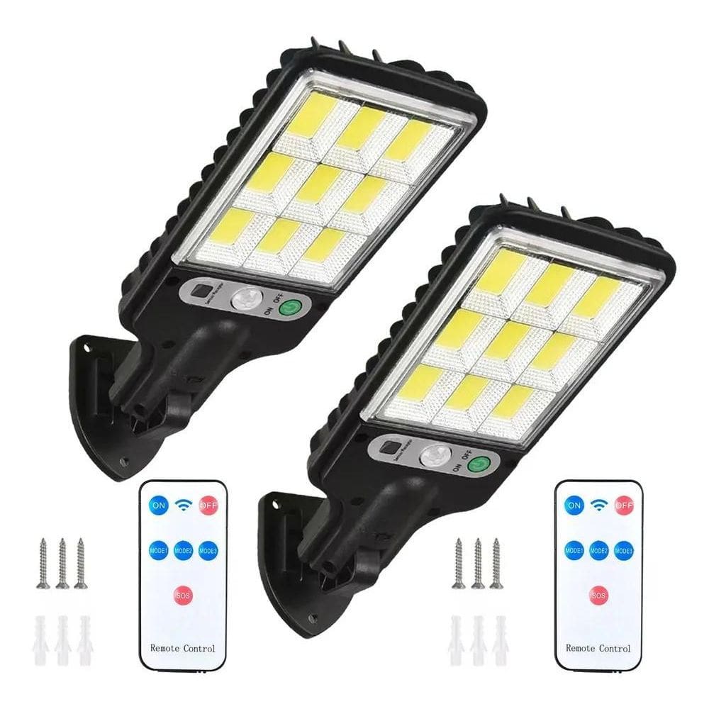 2X Luz Led Luminaria Solar Sensor Presença Forte Poste Pared