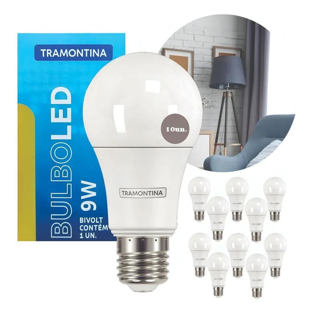2X Kit 10 Lâmpadas Led 9W Bulbo Branco Quente E Frio Tramont
