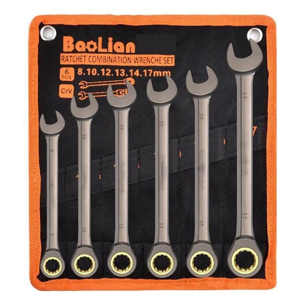 6 Peças Jogo Chave Combinada Catraca Articulada 08 A 17Mm