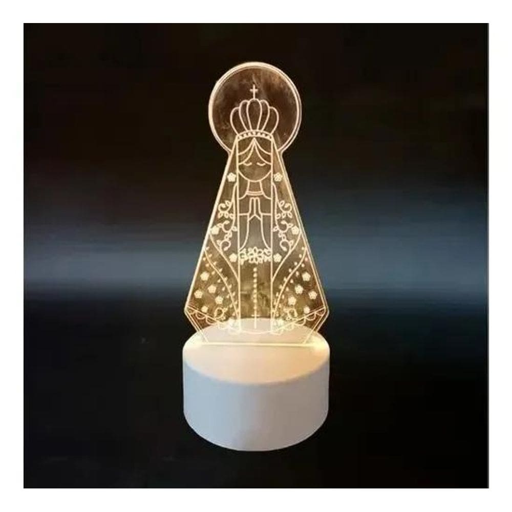 2X Luminária Acrílico E Led Nossa Senhora Aparecida Abajur C