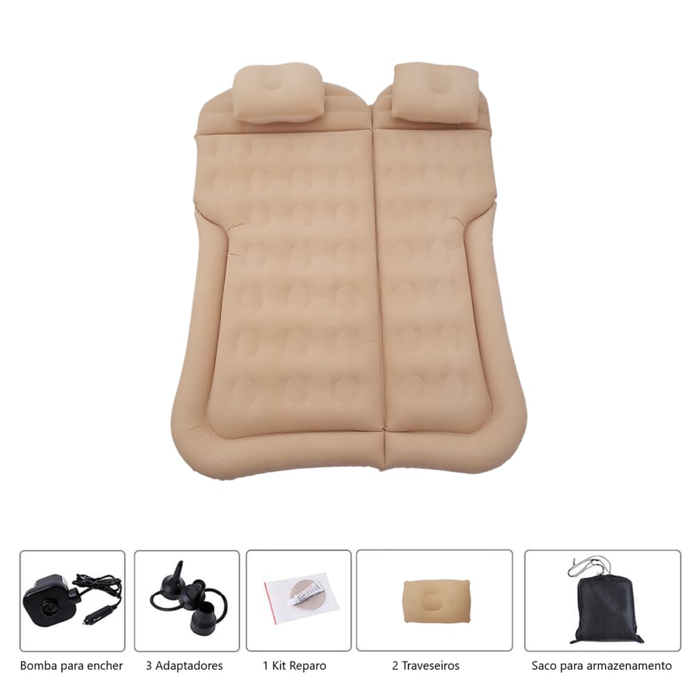 Cama Inflável Colchão Carro SUV Ônibus Veicular Viagem Bege
