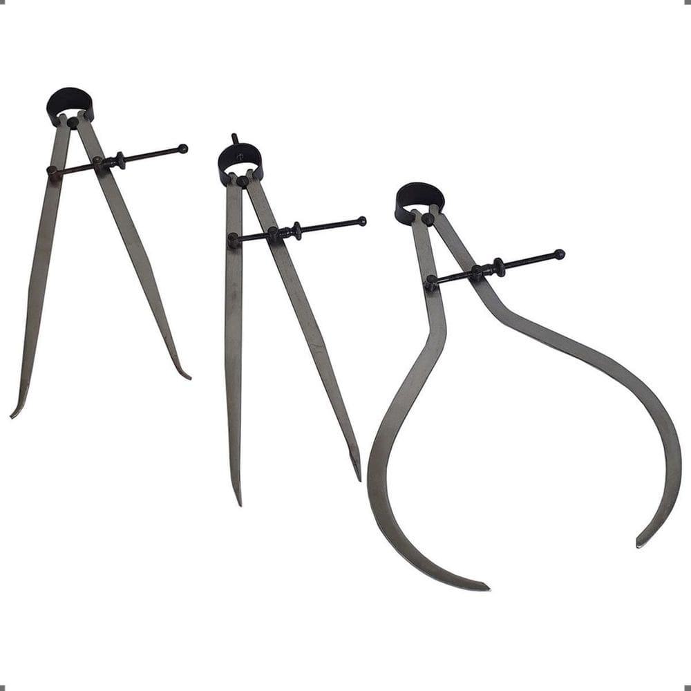 Kit 3 Compassos 12 Pol Mecânico Ponta Reta Interno E Externo