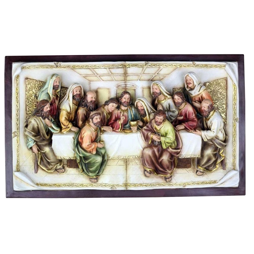 Quadro Santa Ceia Páscoa Moldurado Religioso Antigo 70Cm