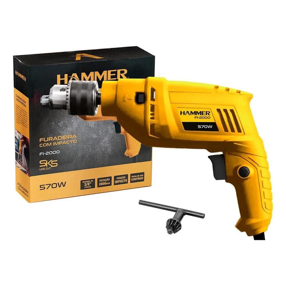 Furadeira Martelete De Impacto 3/8 Pol 10Mm Concreto E Madei