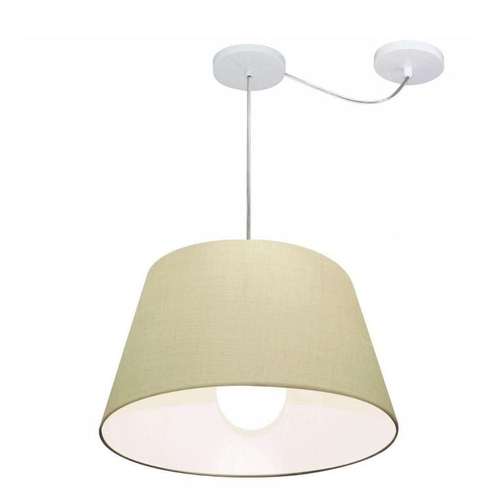 Lustre Pendente Cone Com Desvio De Centro Vivare Md-4273 Cúpula Em Tecido 30x40cm - Bivolt Algodão-crú 127/220v