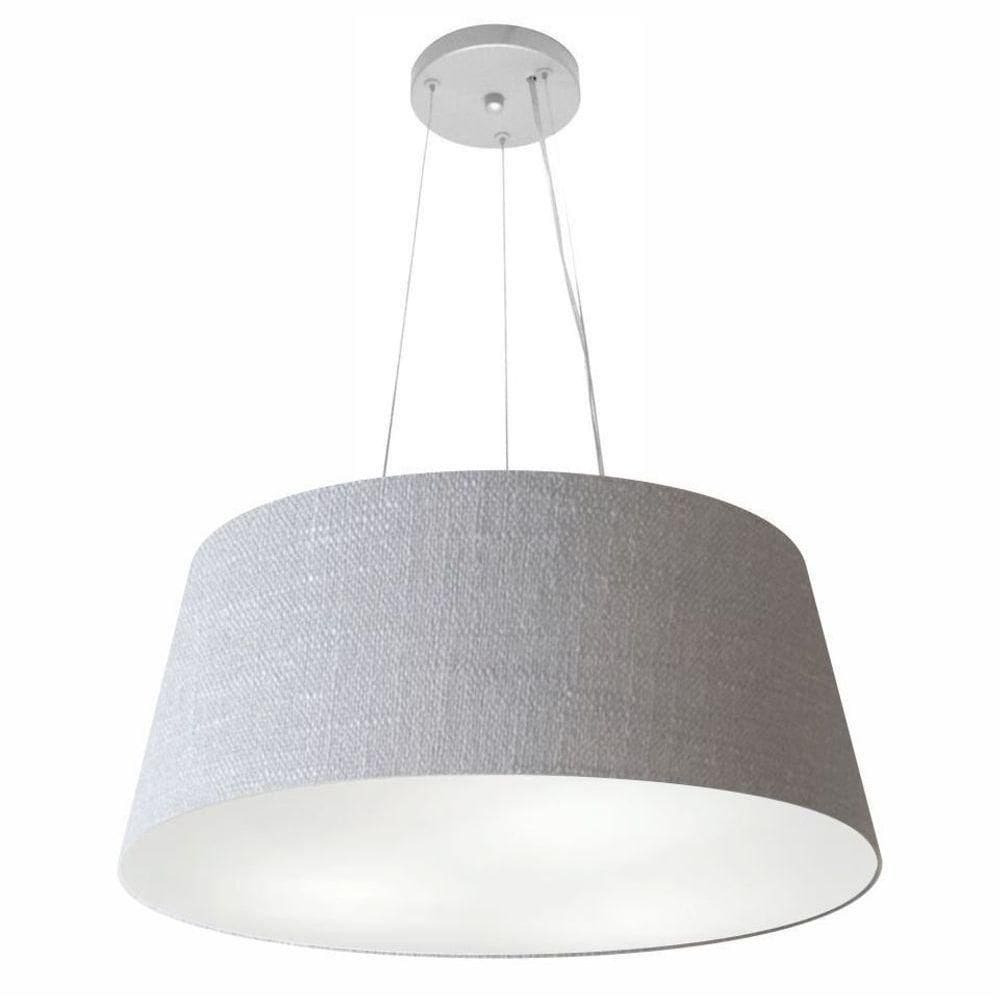 Lustre Pendente Cone Vivare Md-4062 Cúpula Em Tecido 25/60x50cm - Bivolt Rustico-cinza 127/220v