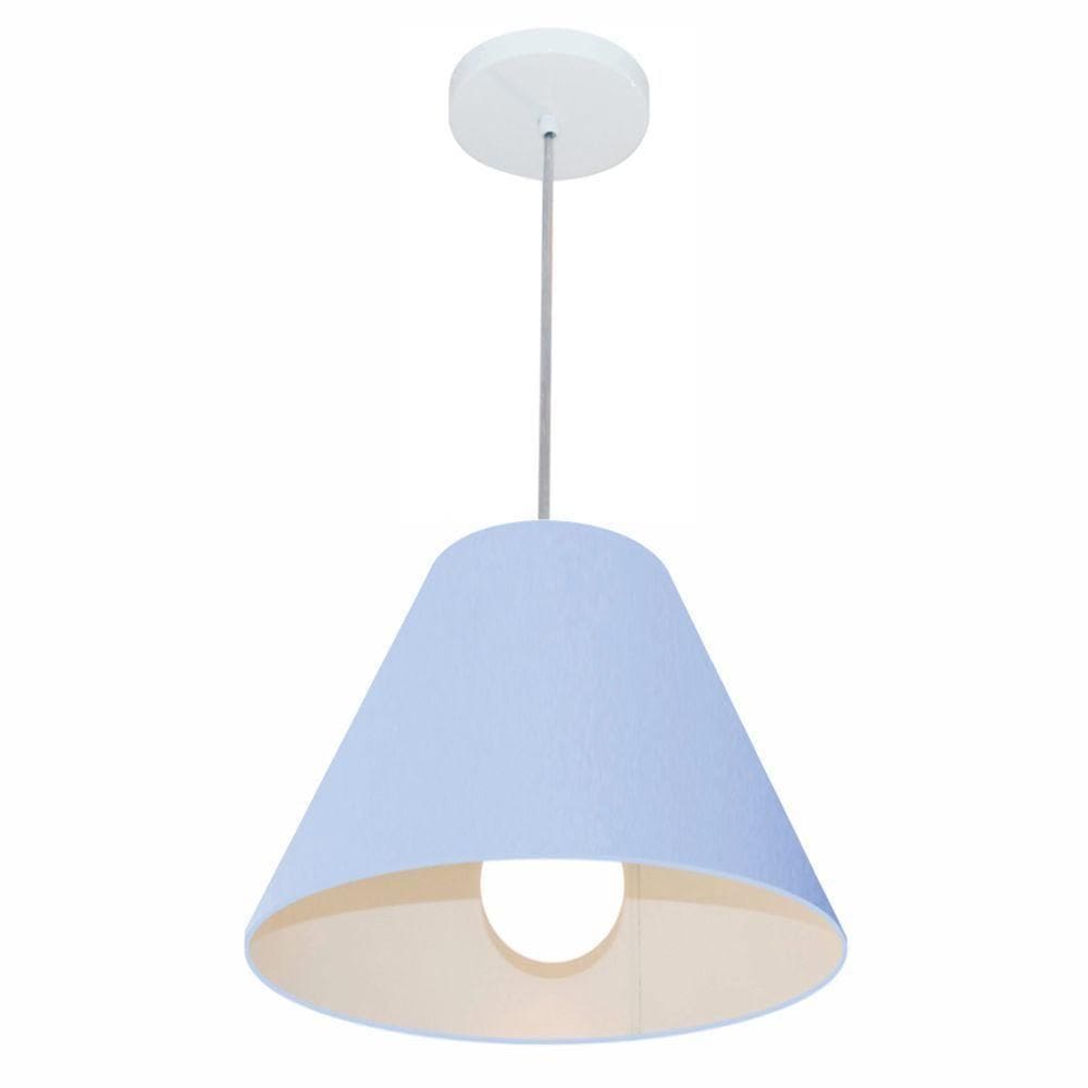Lustre Pendente Cone Vivare Md-4028 Cúpula Em Tecido 25/30x12cm - Bivolt Azul-bebê 127/220v