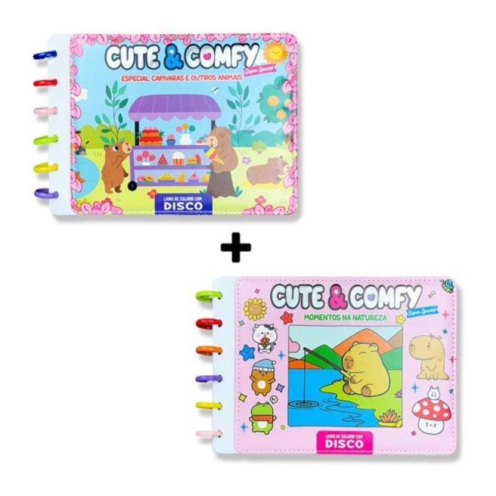 Combo Cute E Comfy Super Special - Kit Com 02 Livros De Colorir Encadernação Em Disco