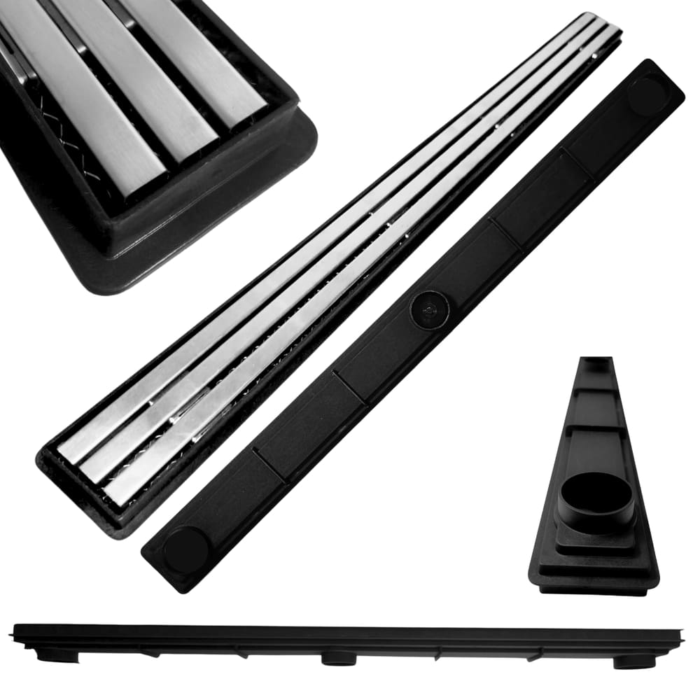 Ralo Raso Ideal para Laje e Apartamento Inox Trilho 70cm col Preto com Tela