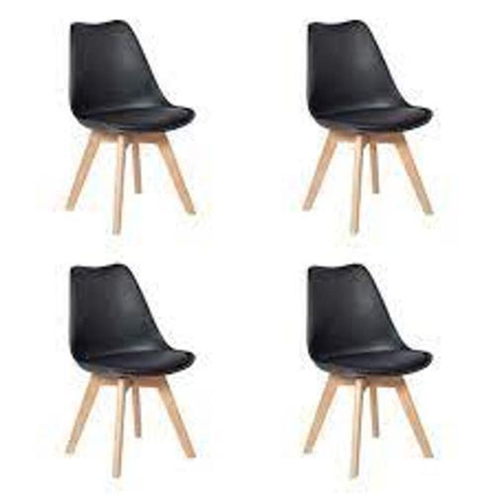 Kit 4 Cadeiras Eames Wood Leda Design - Preto Preto