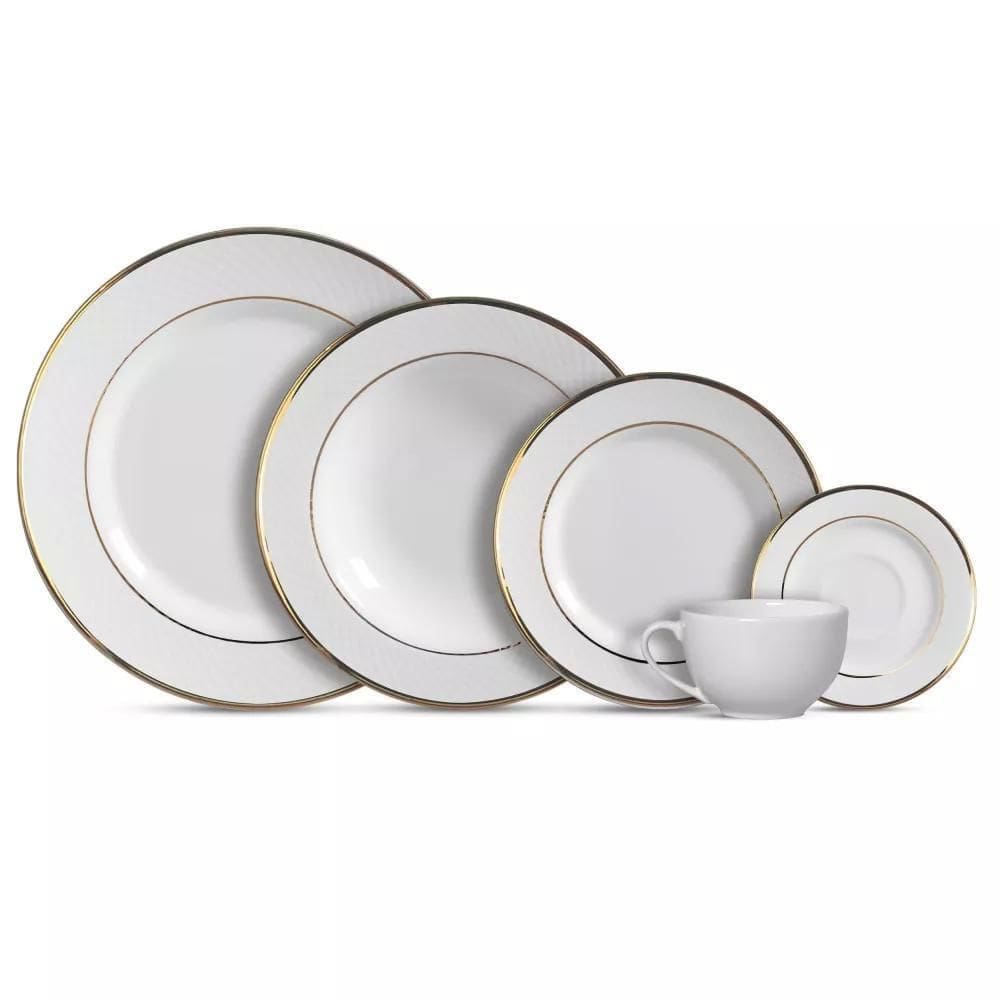 Aparelho De Jantar 20 Pçs Relevo Ouro Alleanza