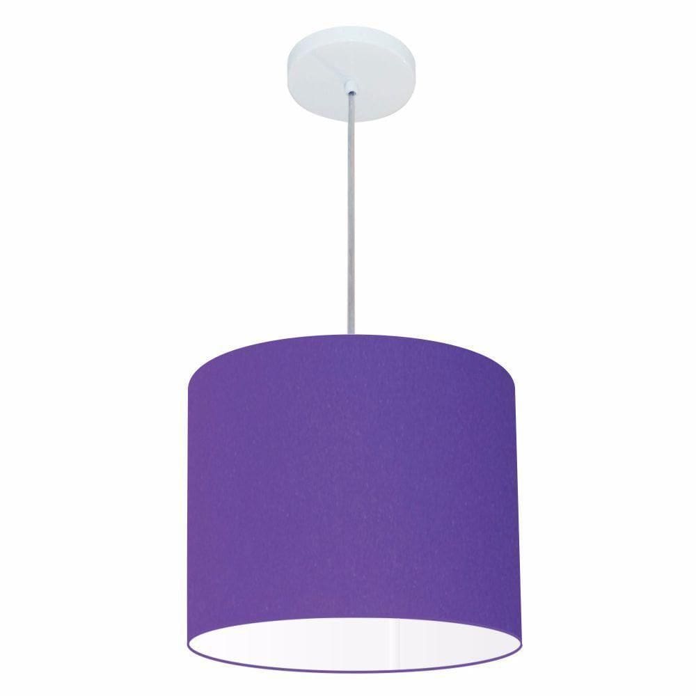 Lustre Pendente Cilíndrico Free Lux Para Mesa De Jantar, Sala, Quarto, Churrasqueira E Balcão. Roxo Tam: 30x21cm